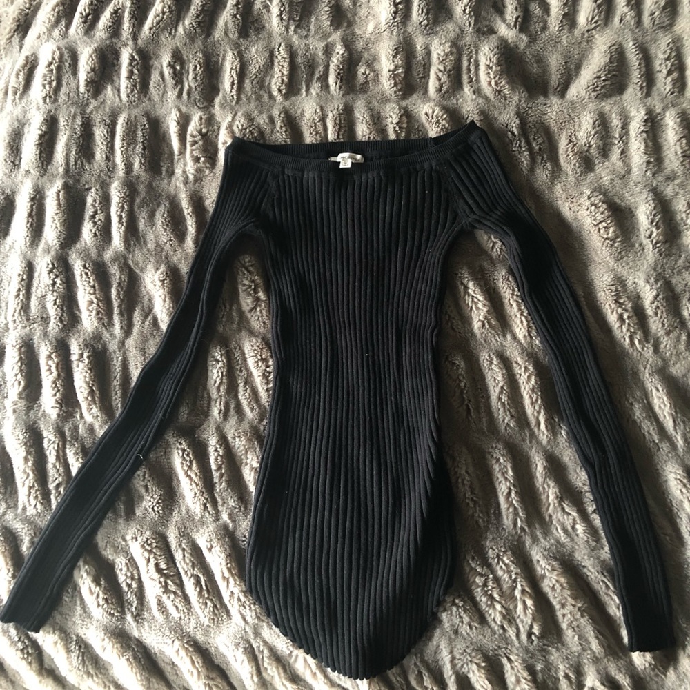 Off the shoulder black knit top